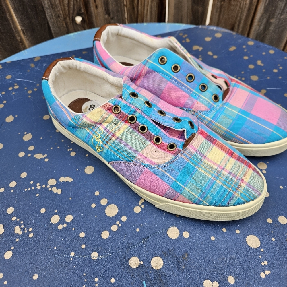 Baby Phat Colorful Plaid Sneakers Women Size 8 - Picture 11 of 16